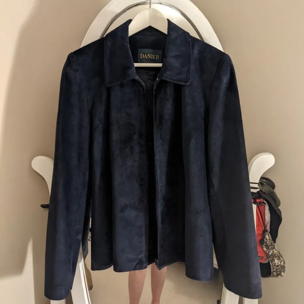 Navy blue suede coat